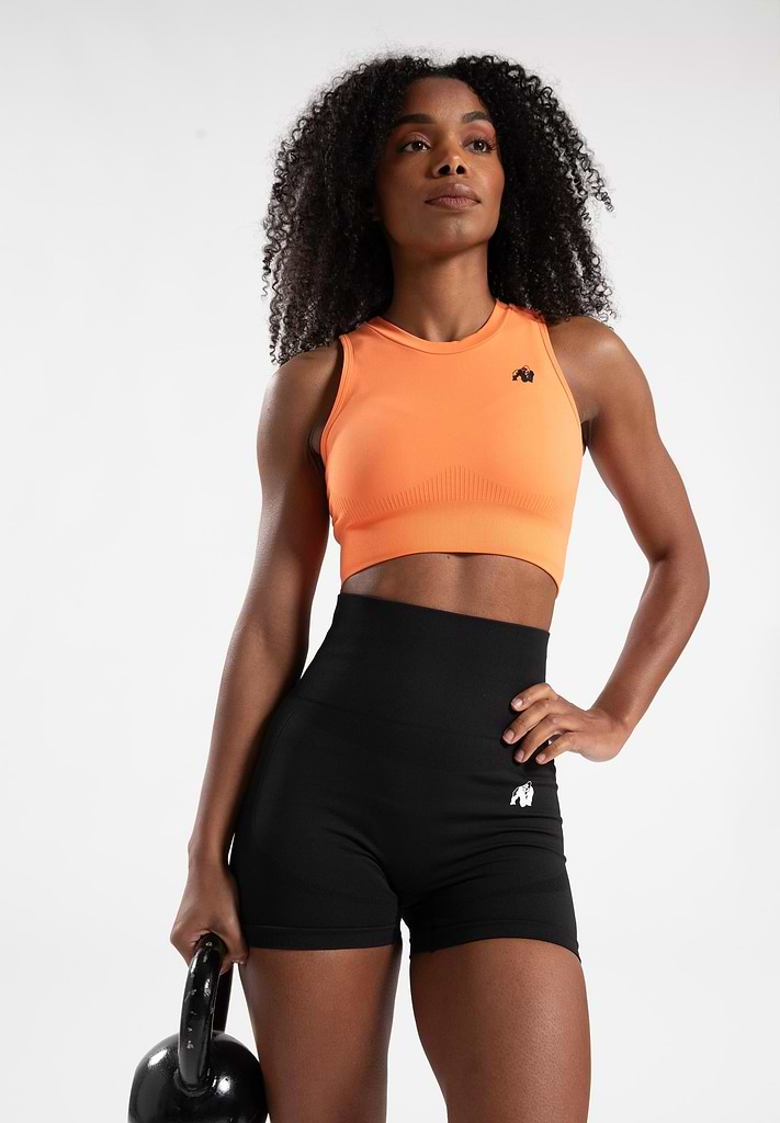 Olivia Seamless Crop Top - Peach | GorillaWearUsa