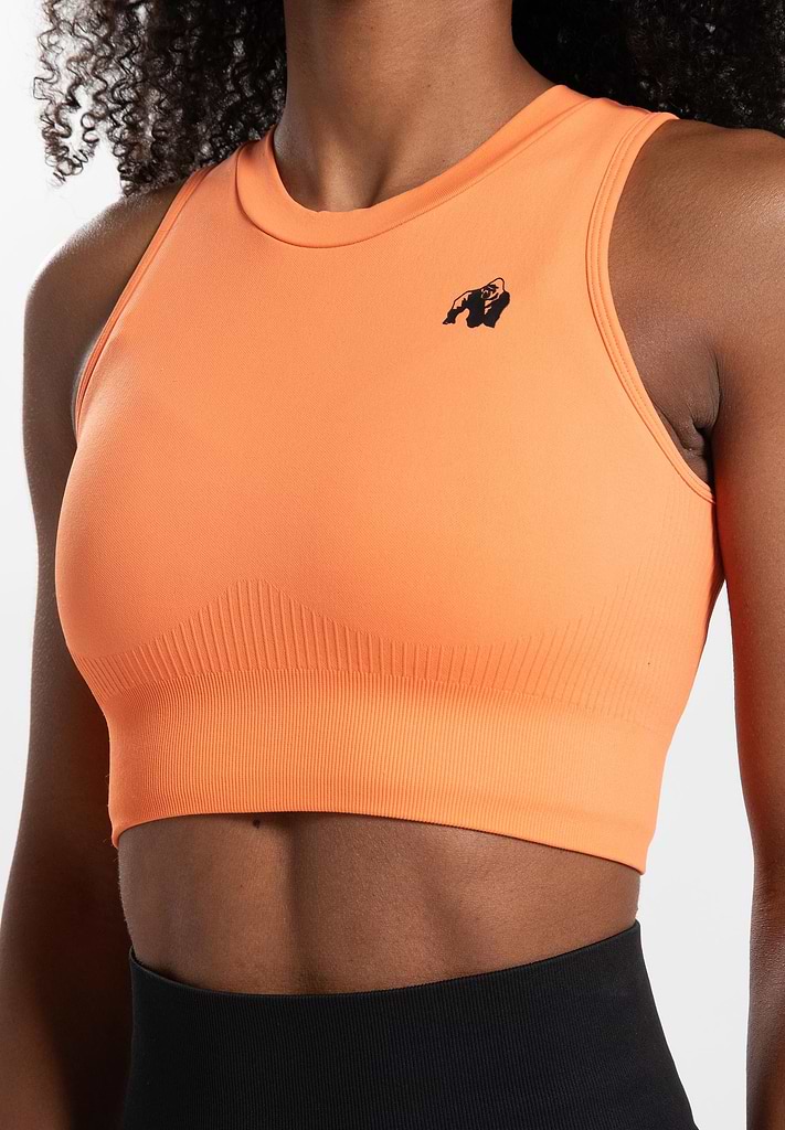 Olivia Seamless Crop Top - Peach | GorillaWearUsa