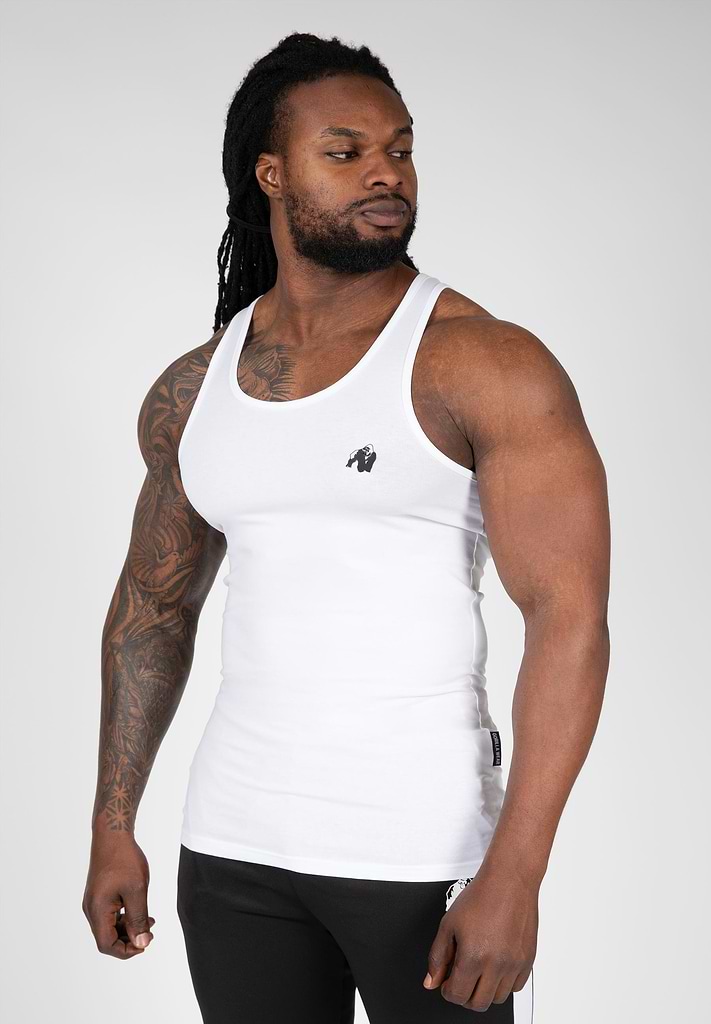 Adams Stretch Tank Top - White | GorillaWearUsa