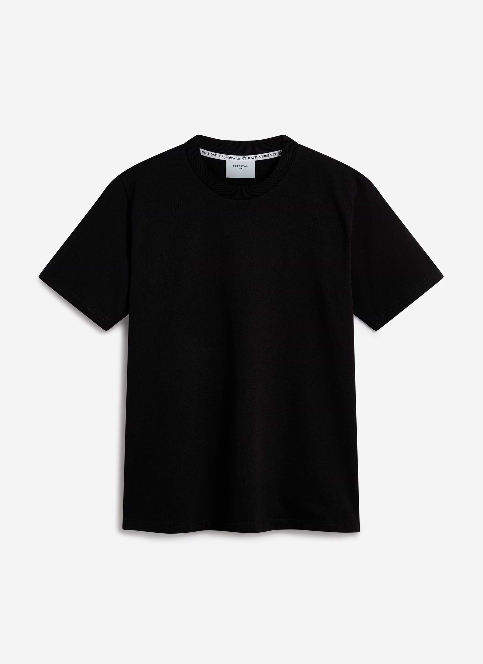 The Percival cropped regular fit t-shirt in heavyweight black organic cotton, shown flat against a white background.