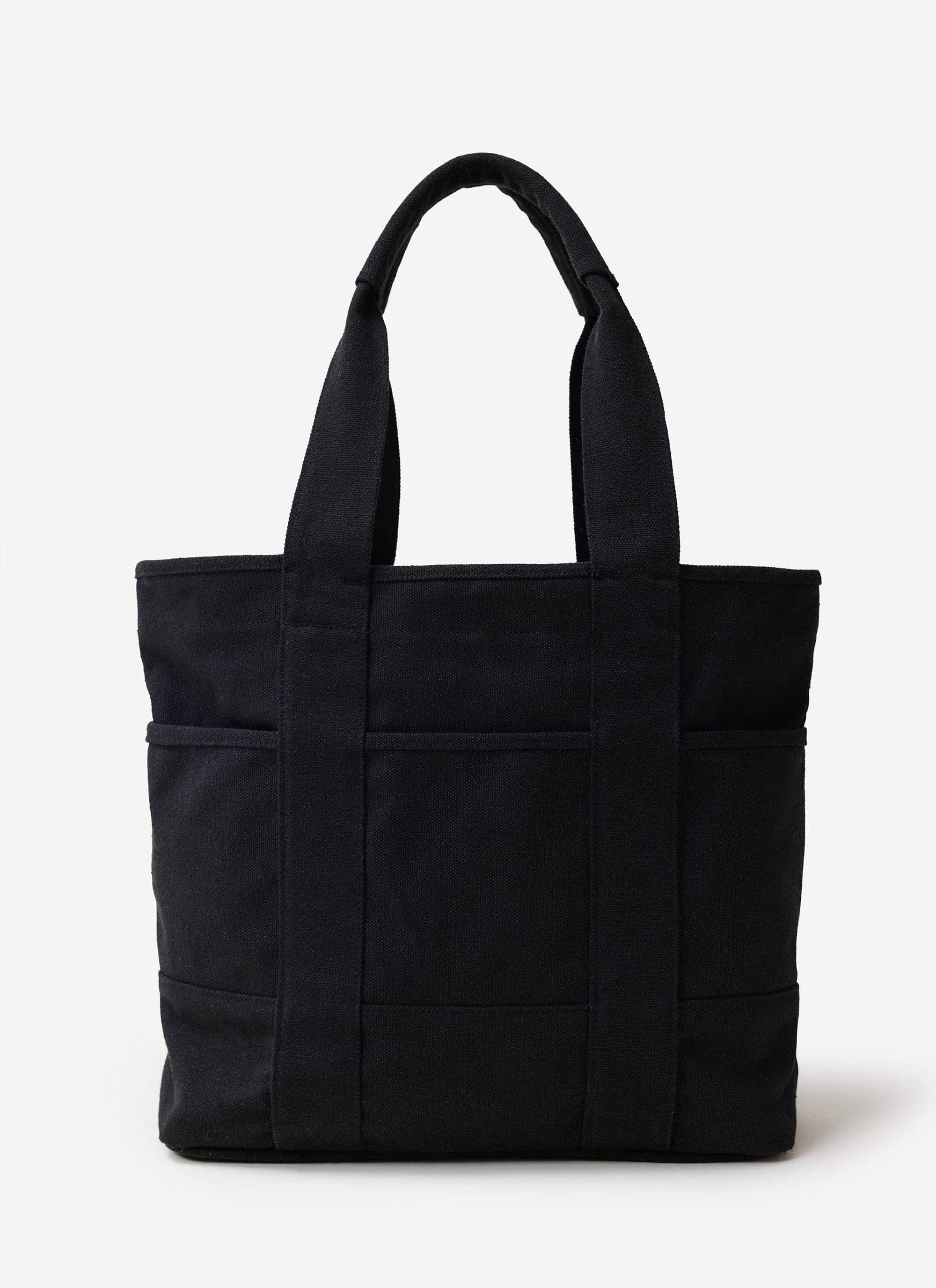 The Percival heavyweight canvas tote bag in black, shown straight-on against a simple white studio background.