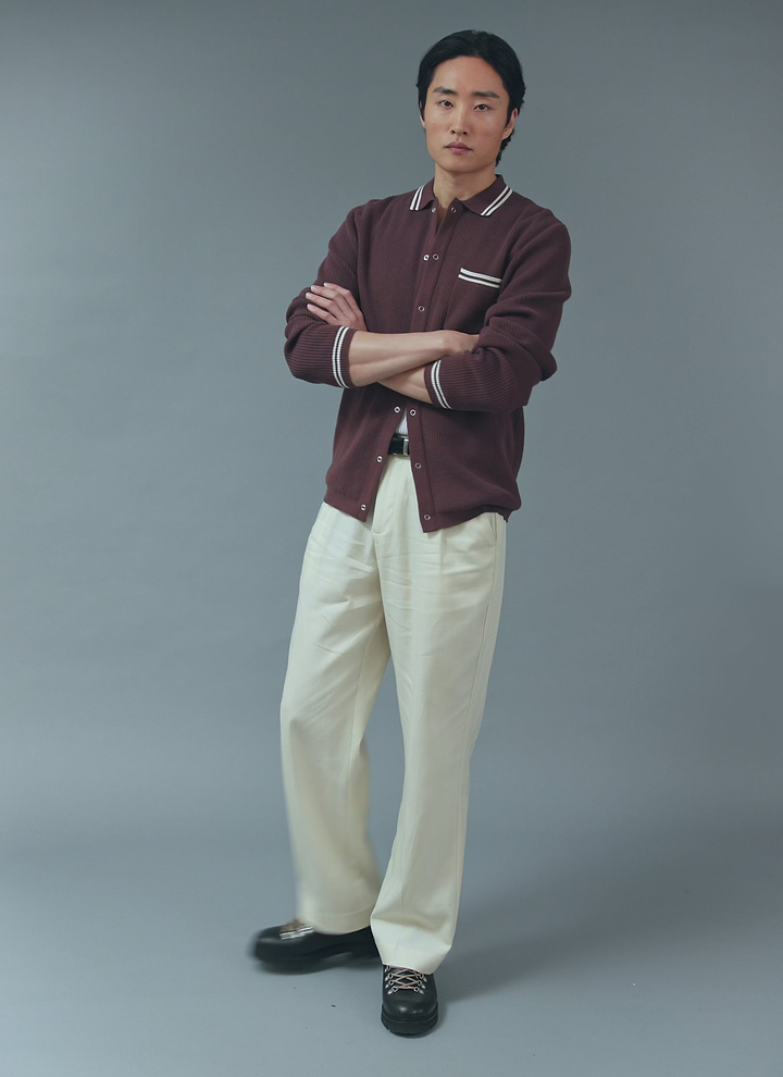 Pablo Cotton Knitted Shirt | Long Sleeve | Espresso