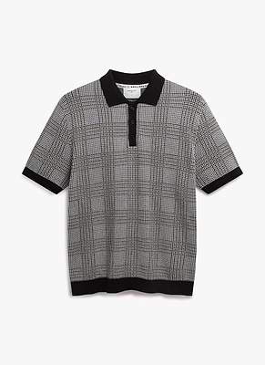 Men's Knitted Polo Shirt - Checkerboard Martini | Espresso