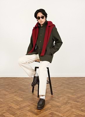 Men's Wool Pea Coat | Single-Breasted | Navy Blue