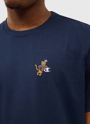 View Tiger Mascot Regular Fit T Shirt | Percival and Champion | Navy