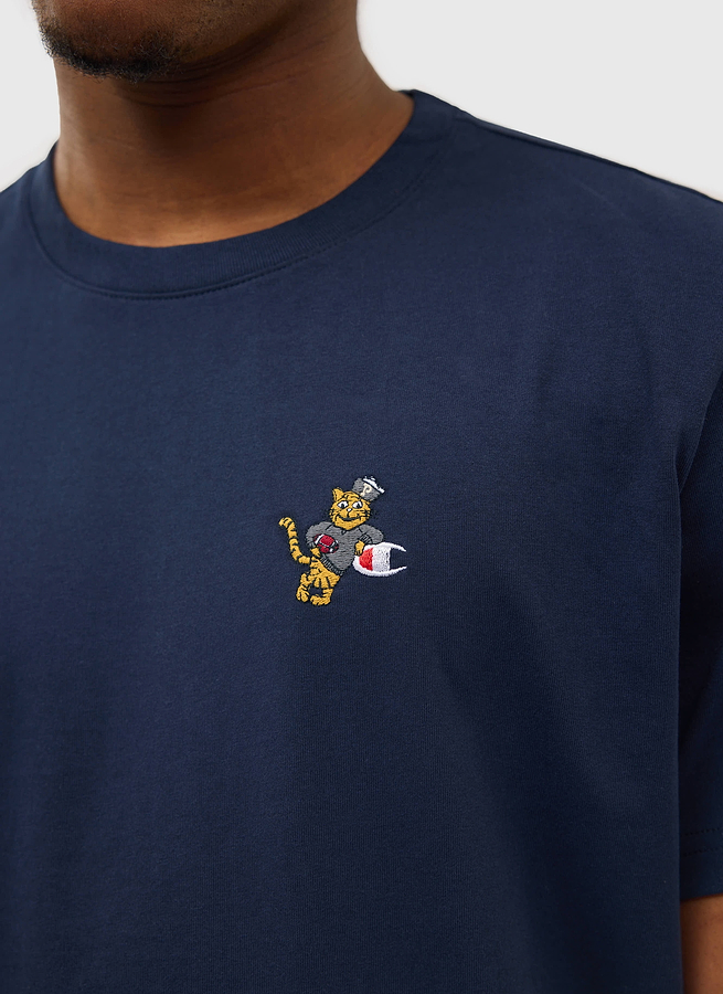 View Tiger Mascot Regular Fit T Shirt | Percival and Champion | Navy