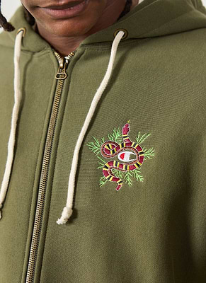 Ripped embroidered hooded sweatshirt champion hotsell