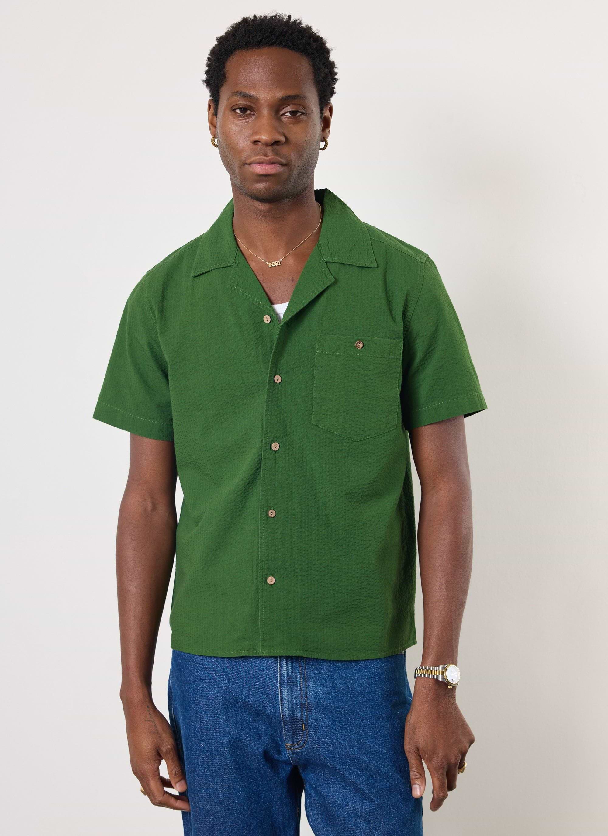 Cuban Shirt | Seersucker | Forest