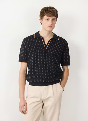 Men's Diamond Knitted Polo Shirt | Percival x Ilaria | Red