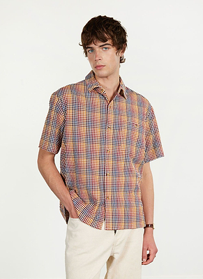 全日本送料無料 Cotton Organic | Shirt Check Sleeve Long Men's | Multi Blue トップス