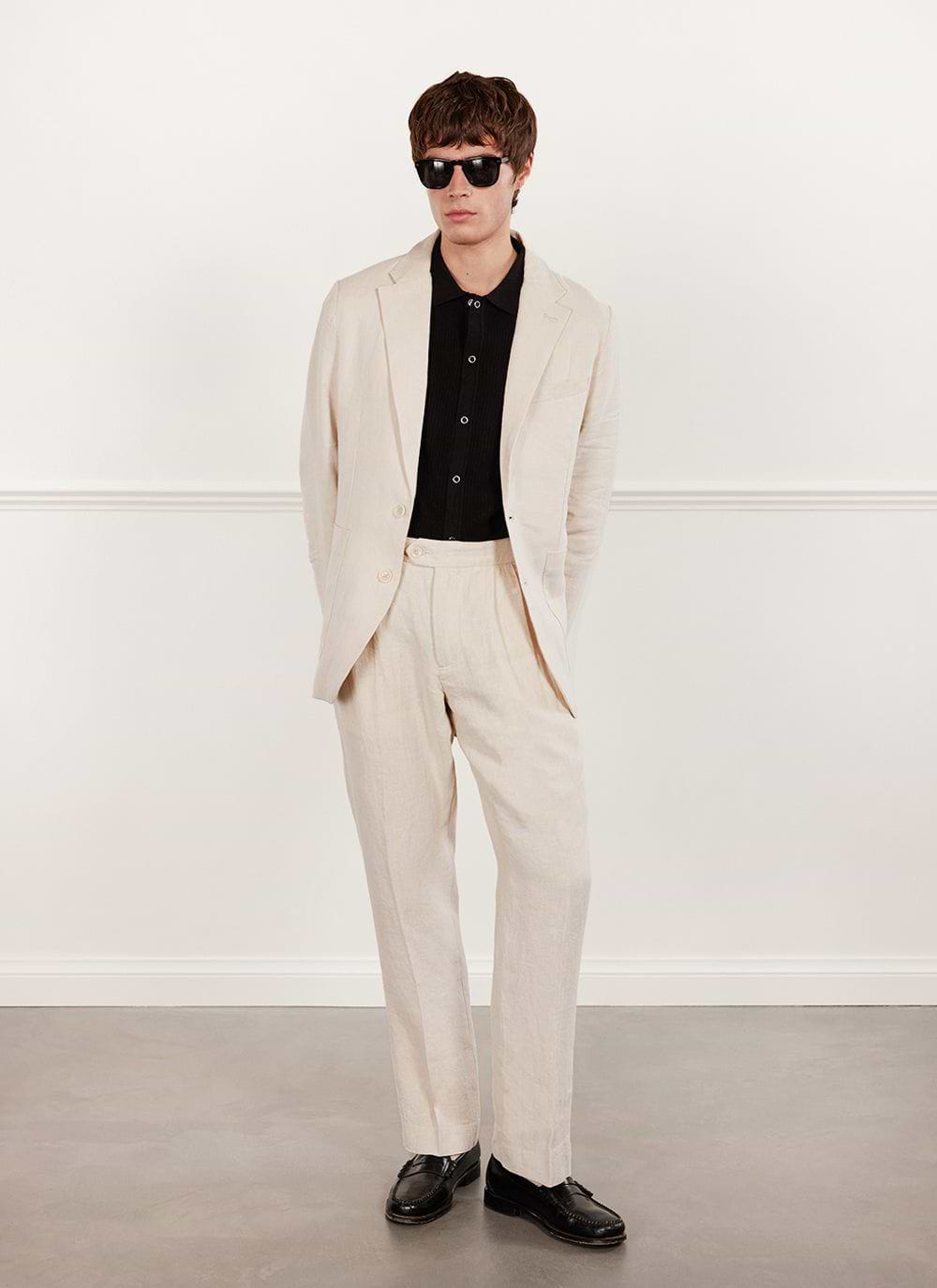 Natural linen blazer discount