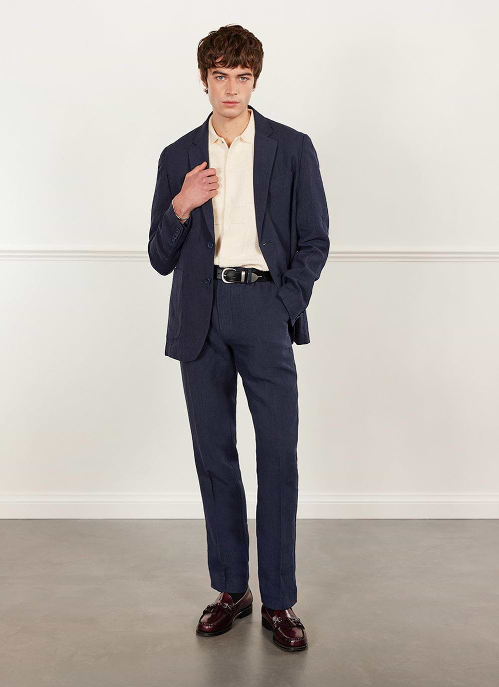 Navy linen blazer mens hotsell