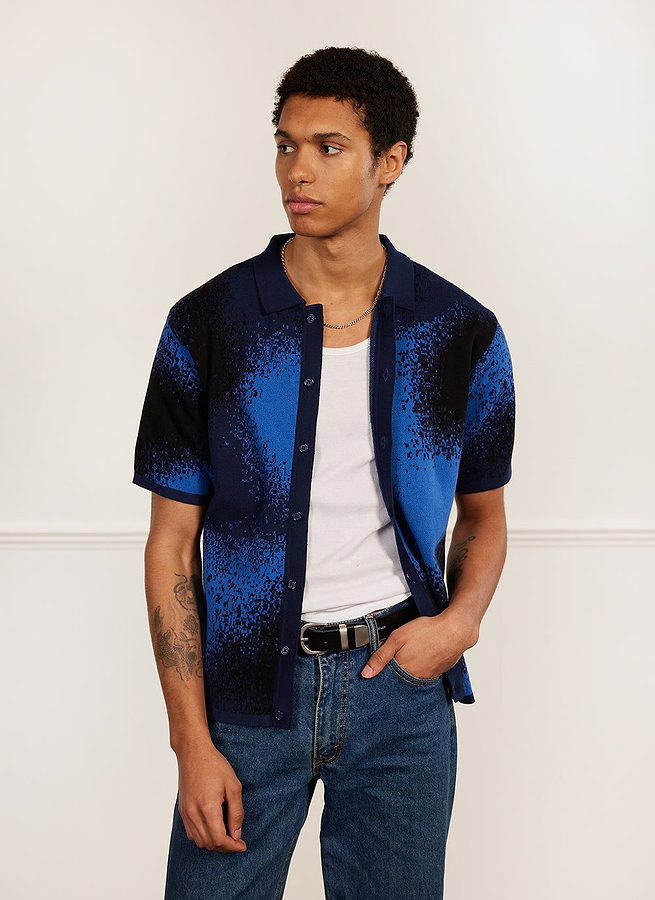 Men's Oversized Cardigan | Mohair | Blue