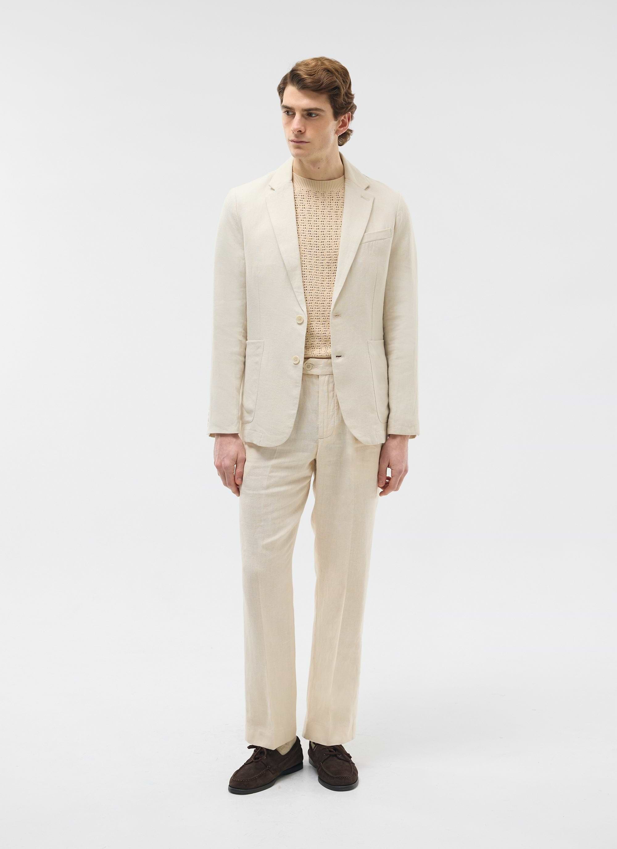 Men's Cuban Collar Short Sleeve Shirt | Seersucker | Ecru Cream