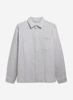 Men's Seersucker Shirt | 100% Cotton | Grey Pinstripe Shirt​