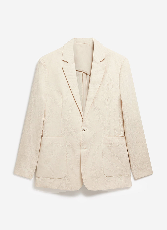View Tailored Seersucker Blazer | Cream