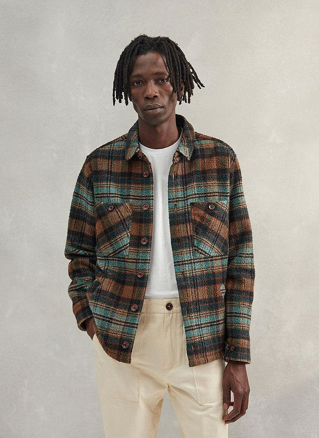 Men's Knitted Cardigan | Mohair | Tan Check Men's Knitted Cardigan | Mohair | Tan Check