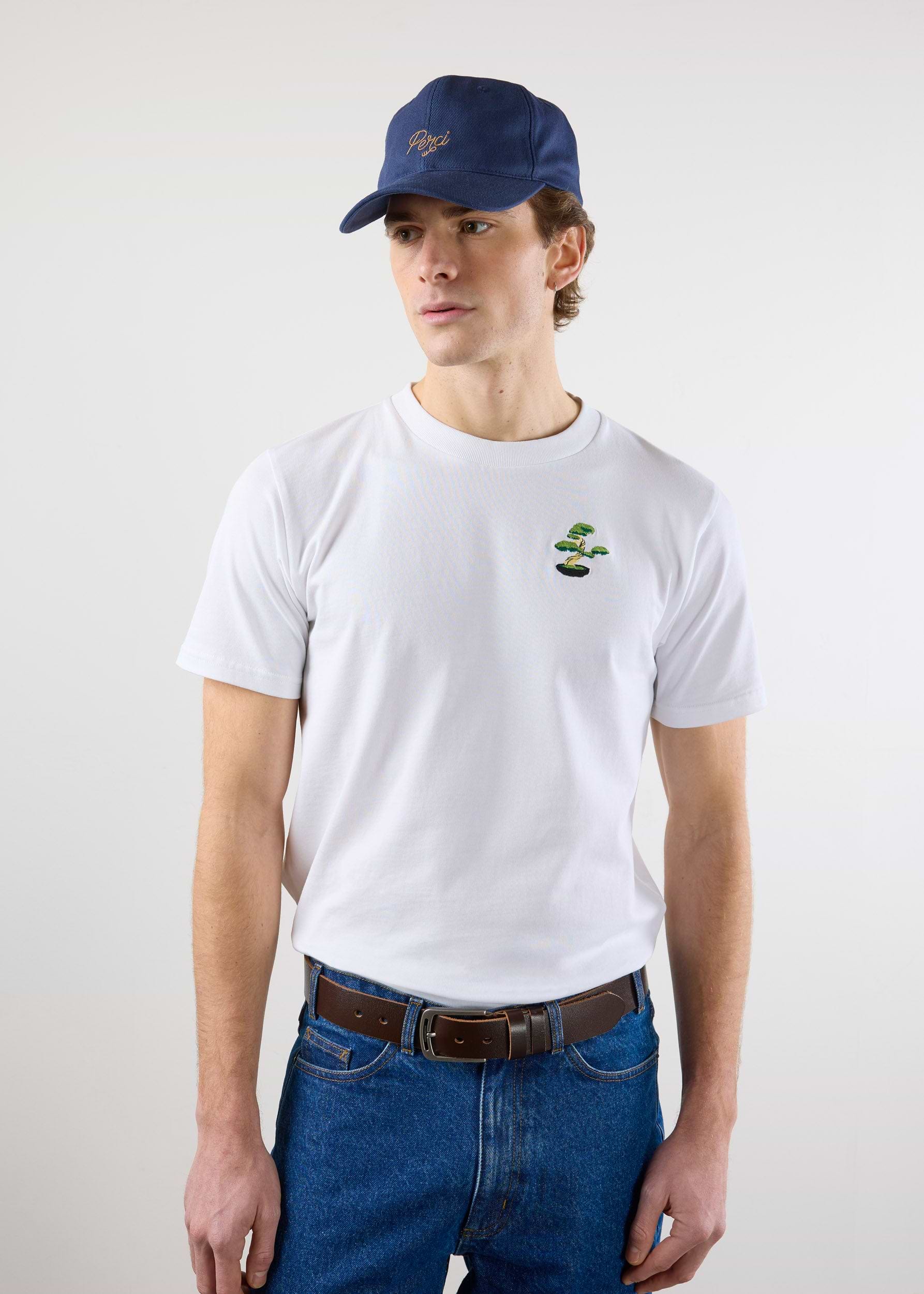 Bonsai T Shirt | Embroidered Organic Cotton | White