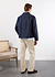 Boxy Cropped Overshirt | Cotton | Navy