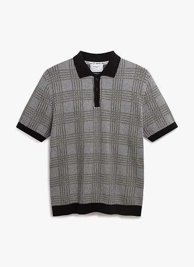 Casa Martini Knitted Polo | Puppytooth Cotton | Navy