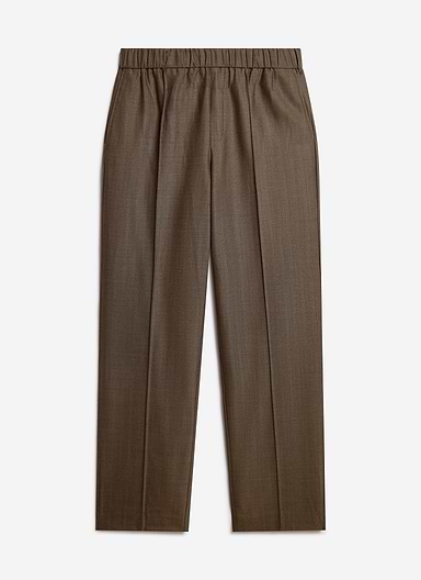 Grounds Relaxed Trousers | Herringbone Wool | Oak