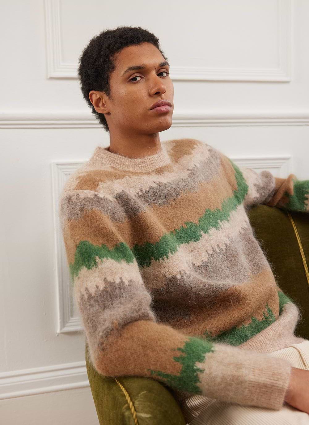 ❤︎racer worldwide Beige Mohair Sweater❤︎ Beige Camo Knit ❤︎racer worldwide Beige Mohair Sweater❤︎ Beige Camo Knit
