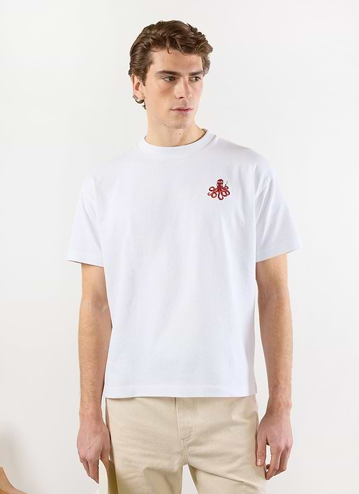 Octo Oversized T Shirt | Embroidered Organic Cotton | White