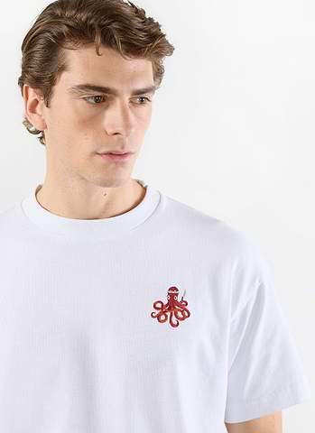 Octo Oversized T Shirt | Embroidered Organic Cotton | White