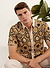 Crochet Short Sleeve Shirt | Tan and Black