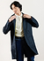 Men's Navy Greyson Long Trench Coat | Waterproof | Midnight with Olive