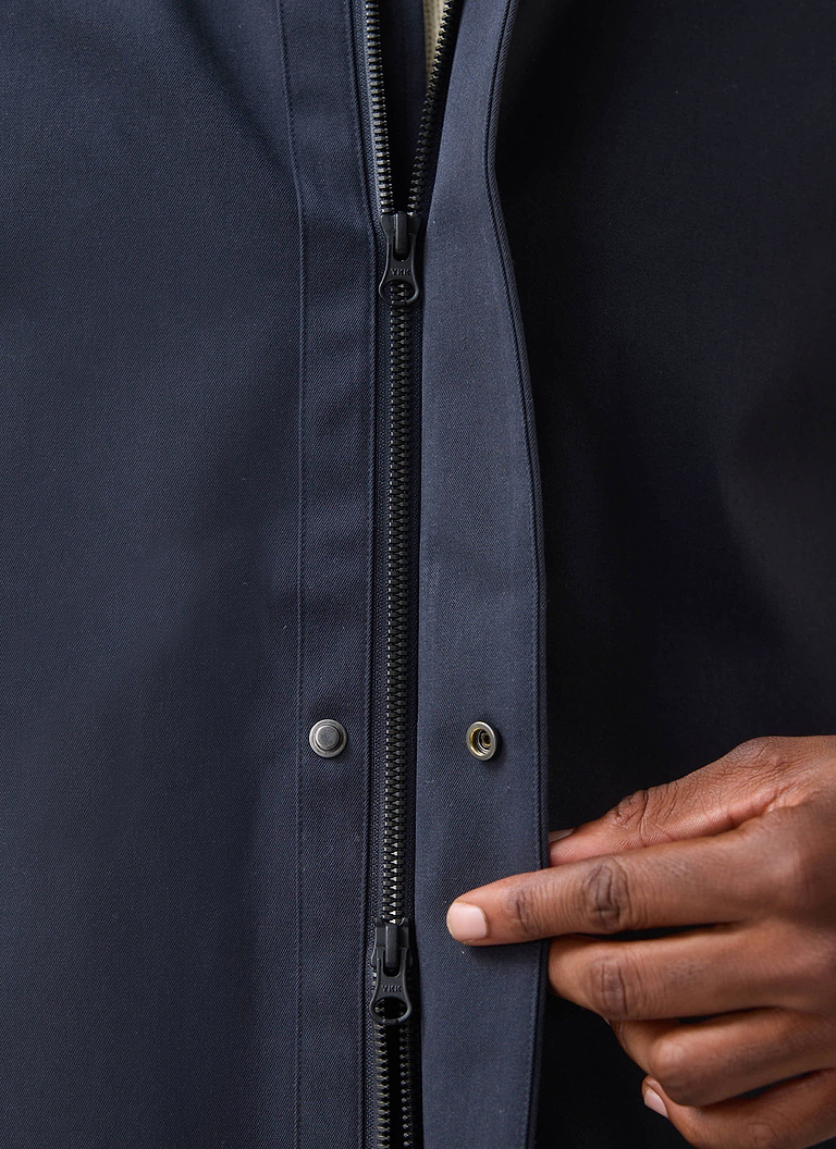 Men's Navy Greyson Long Trench Coat | Waterproof | Midnight with Olive