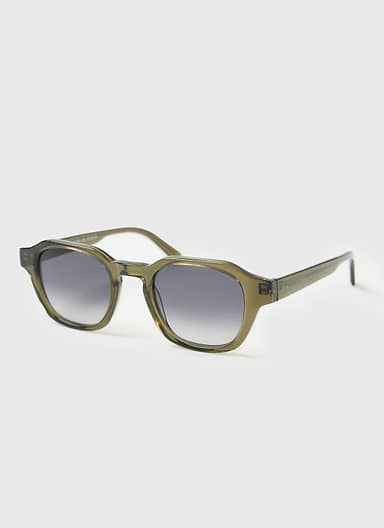 P001-E52 Olive Green Sunglasses | Light Brown Lenses