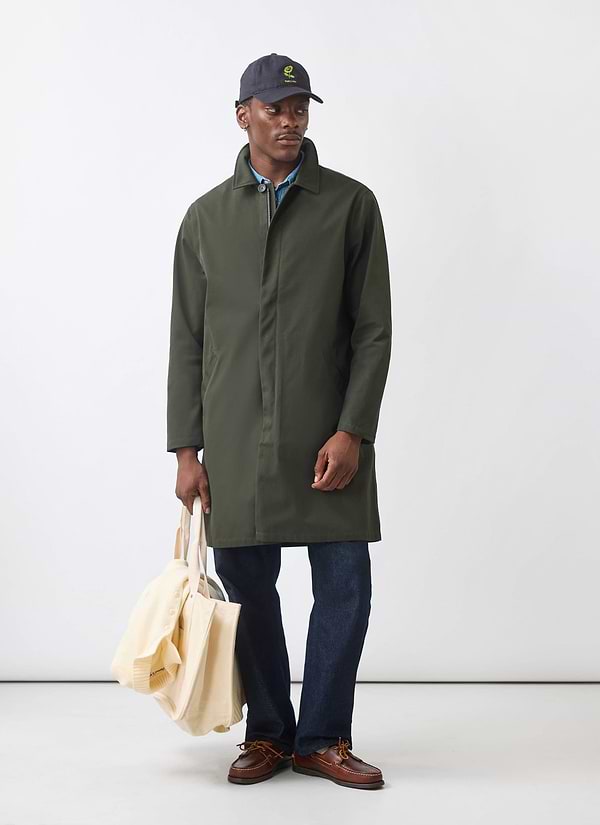 Men's Green Greyson Long Trench Coat | Waterproof | Forest with Olive