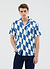 Market Diamond Cuban Shirt | Cotton | Ecru with Navy