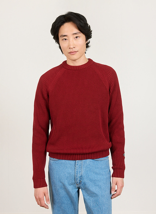 Cotton Waffle Sweater Knit - Brick Red
