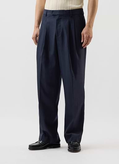 Pleated Lyocell Tailored Trousers | Percival x Warren | Navy