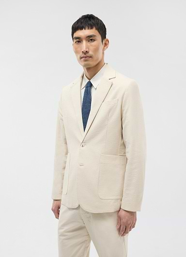 Tailored Seersucker Blazer | Cream