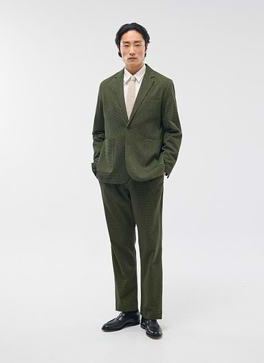 Relaxed Tailored Blazer | Micro Check | Forest