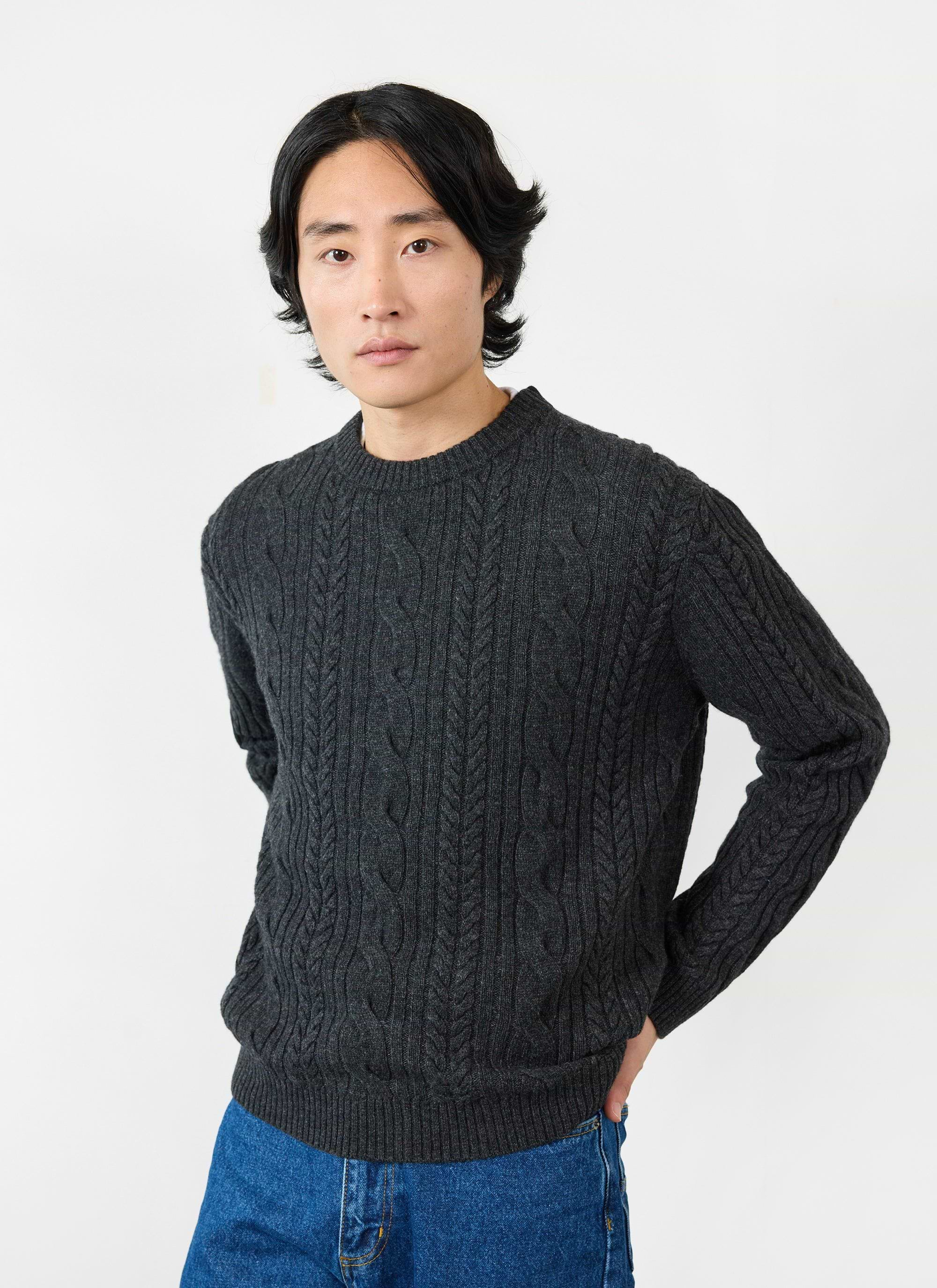 Charcoal cable knit sweater best sale