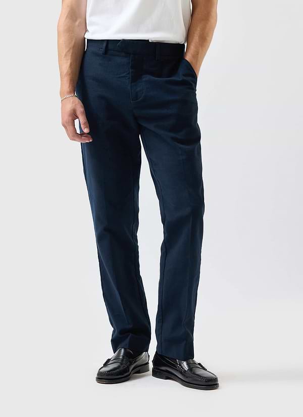 Tailored Moleskin Straight Leg Trousers | Navy