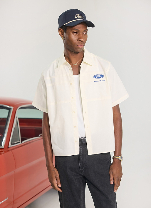 Pit Crew Boxy Shirt | Percival x Ford | Ecru