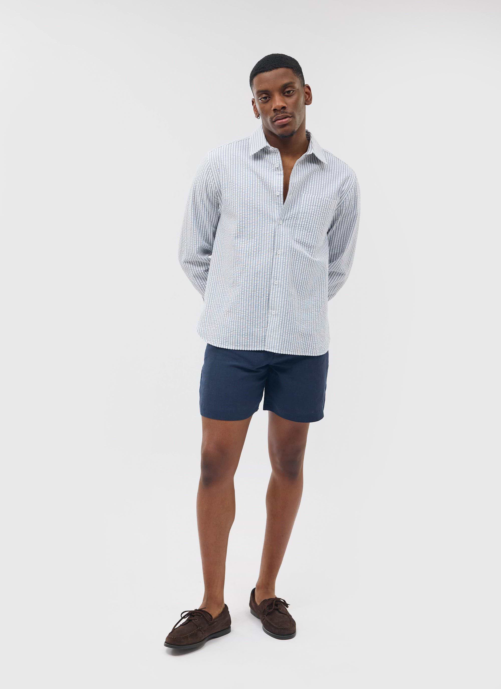 navy white shorts