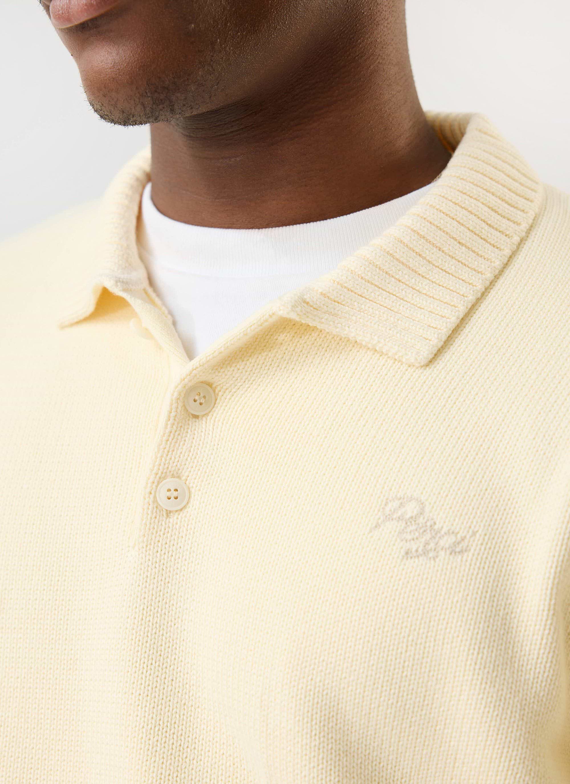 トップス OVY DAYDREAM Organic Cotton Pile Polo PINK/SMOKE OPEN COLLAR TEXTURED STRIPE SILK TENCEL KNIT POLO