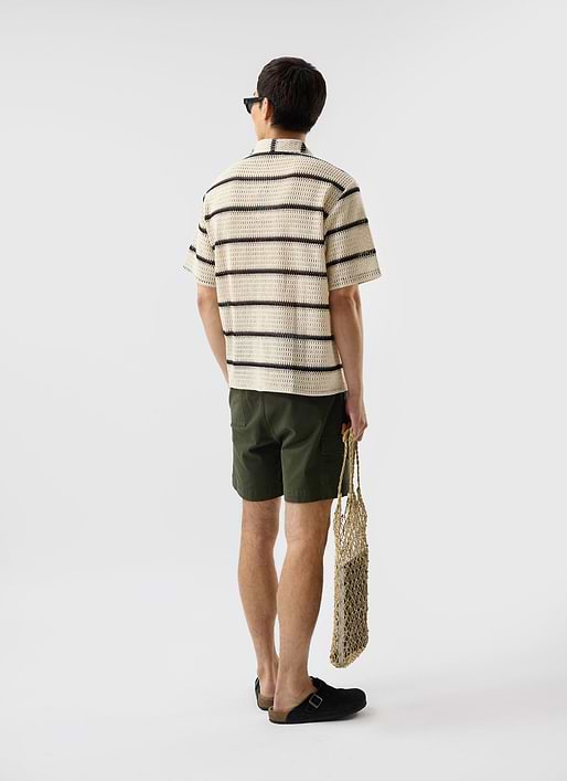 Crochet Groundsman Cuban Shirt | Ecru with Black