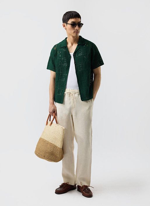 Crochet Groundsman Shirt | Cotton | Forest