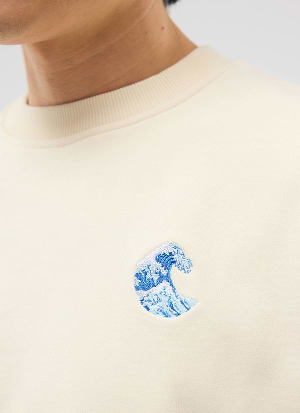 Wave Sweatshirt | Embroidered Organic Cotton | Ecru