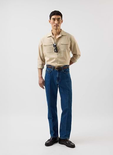 Men's Long Sleeve Safari Shirt | Percival x Warren | Camel Beige