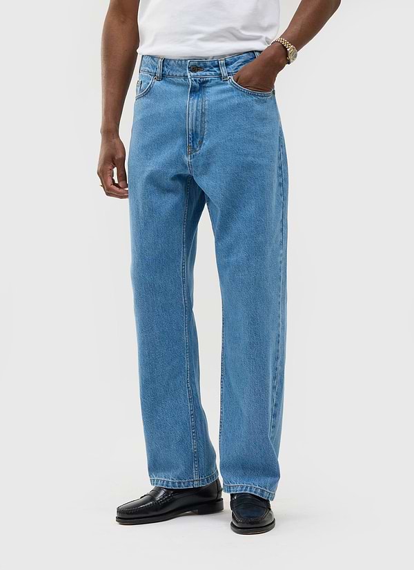 Wide Leg Denim Jeans | Light Wash Blue 