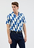 Market Diamond Cuban Shirt | Cotton | Ecru with Navy