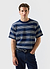 Fiction Striped Knitted T Shirt | Cotton | Navy
